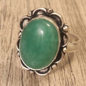 Vintage Sterling Silver Aventurine Ring Sz 6